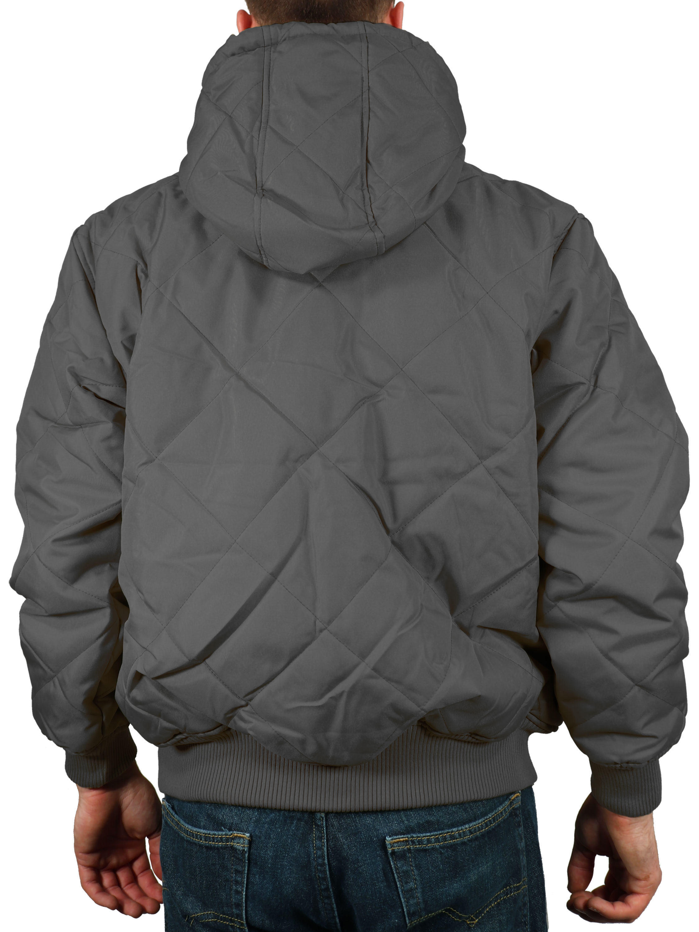 Jofemuho Men Regular Fit Longline Fleece Lined Hooded Down Quilted Jacket Coat Outwear 