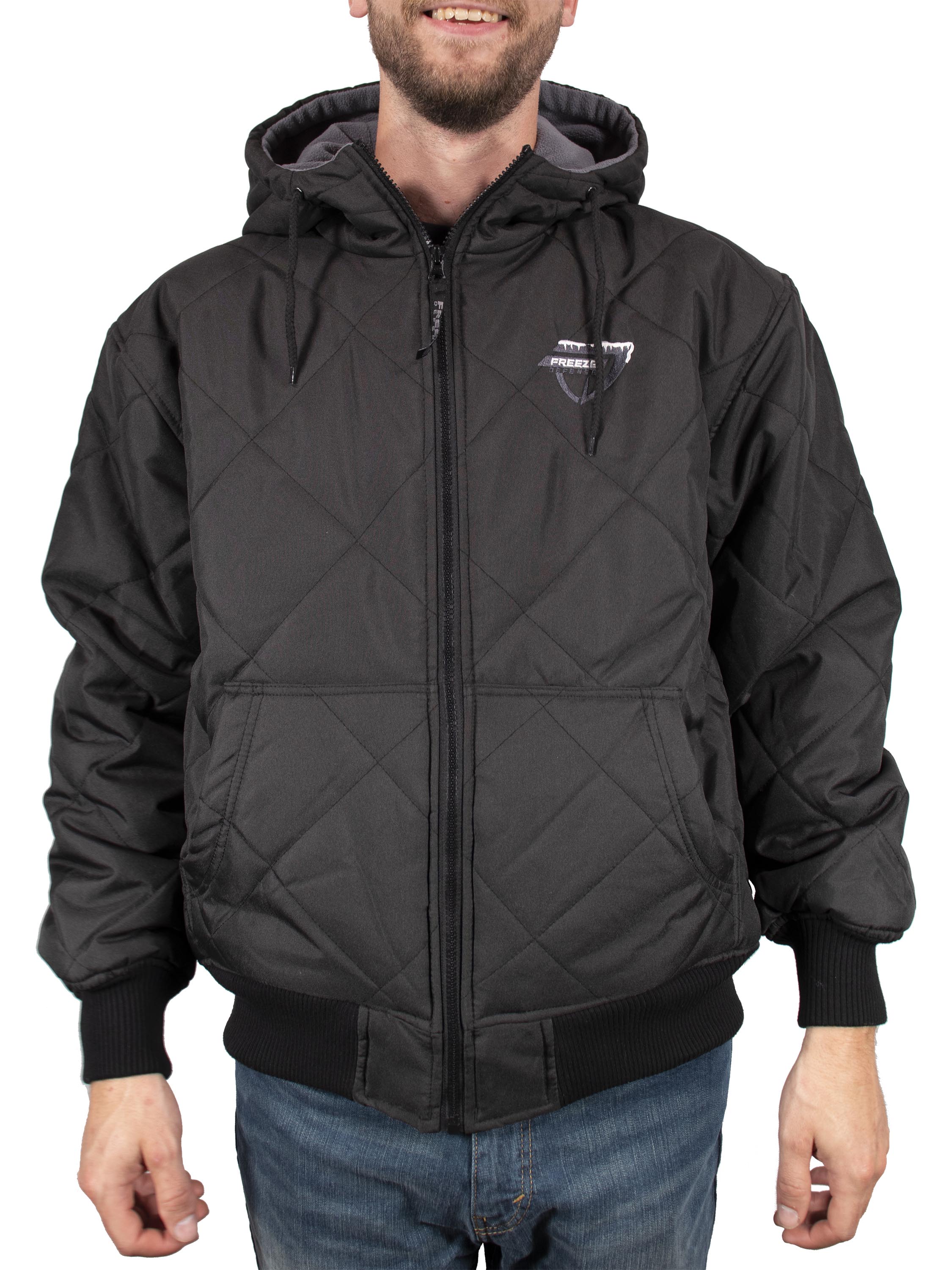 MEN'S QUILTED ZIP-UP JACKET, BLACK