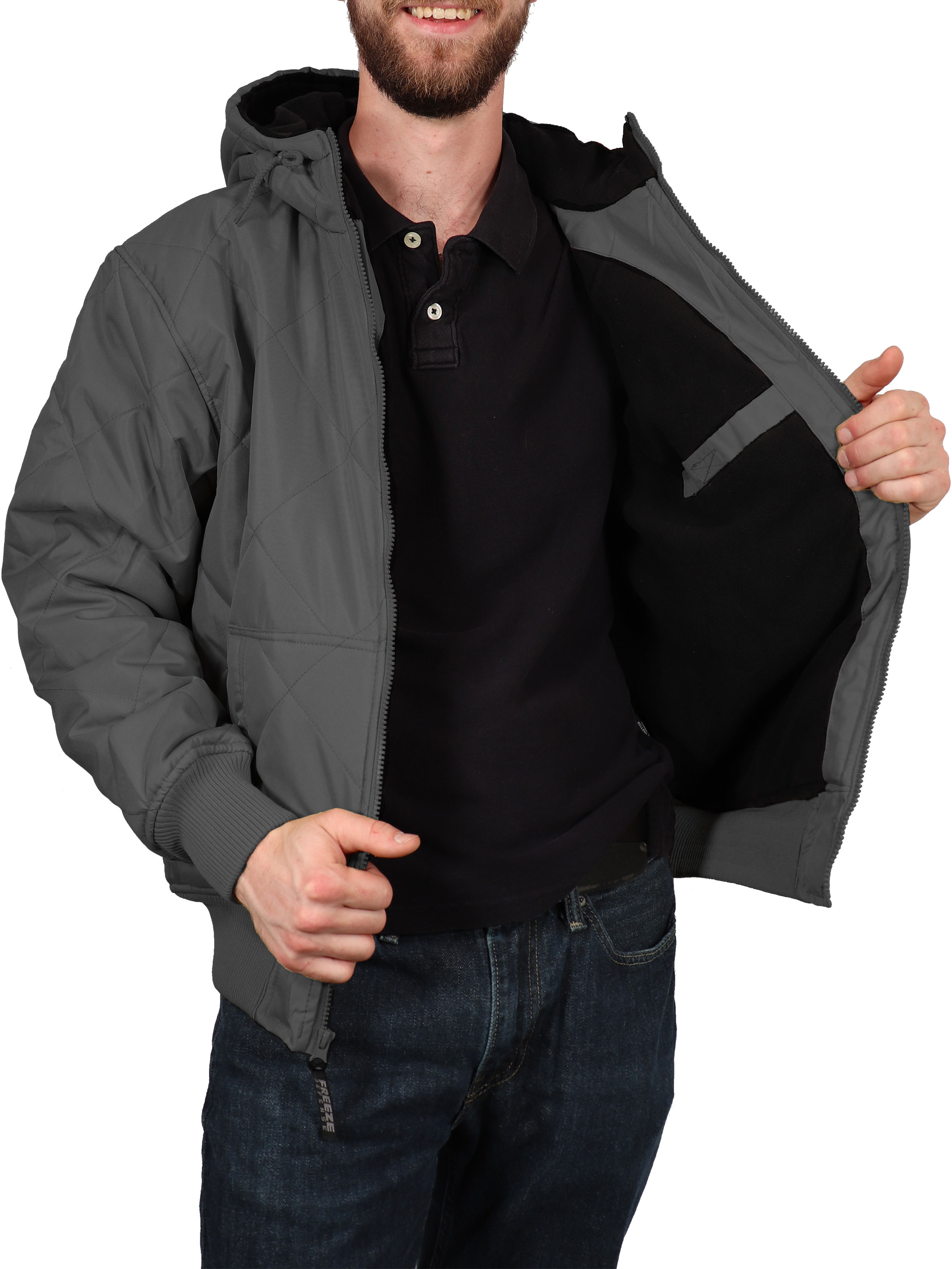 Lutratocro Mens Pocket Zip Slim Fit Padded Hoody Quilted Jacket Anoraks Parka Coat