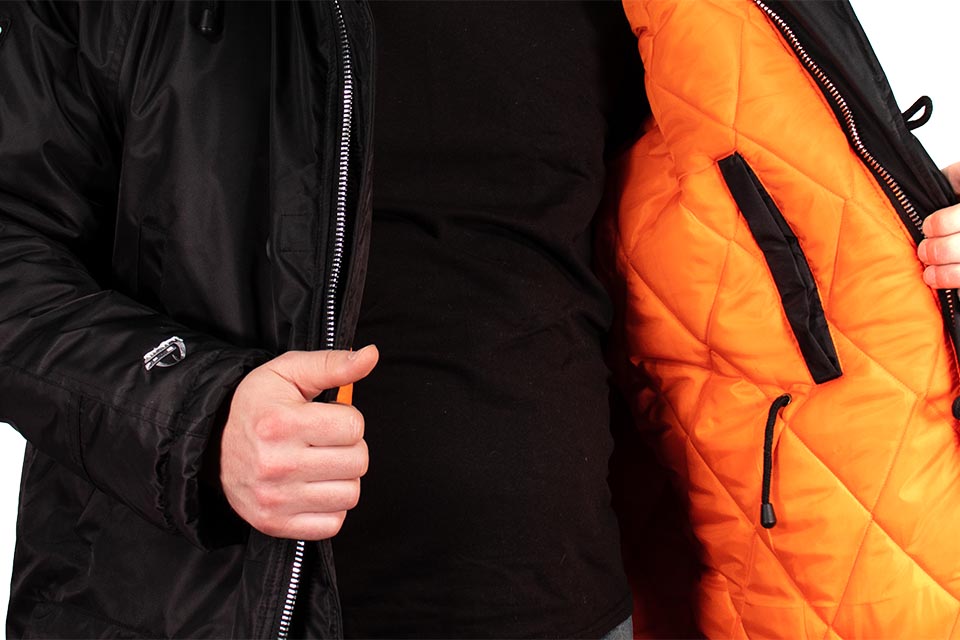 Freeze Defense Mens Snorkel Parka w/ Orange Lining