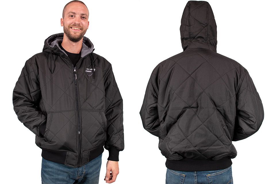 Freeze Defense Men's Quilted Fleece-lined Jacket Front and Back Sides